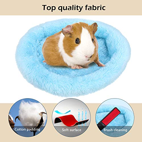 FEBSNOW Guinea Pig Bed Soft Fleece Nest for Hamster Small Animals | ﻿ Natural Cotton and Soft Wool, Guinea Pig Bed, Hamster Bed, Machine Washable Warm Nest, Hair Remover Brush Included - color: Blue, size: 7 inches x 7 inches