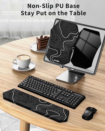 Ergonomic Mouse Pad Wrist Rest Support for Carpal Tunnel Pain Relief | Massage Design Mousepad, Memory Foam, Non-Slip PU Base for Computer Desk, Topographic - color: Topographic