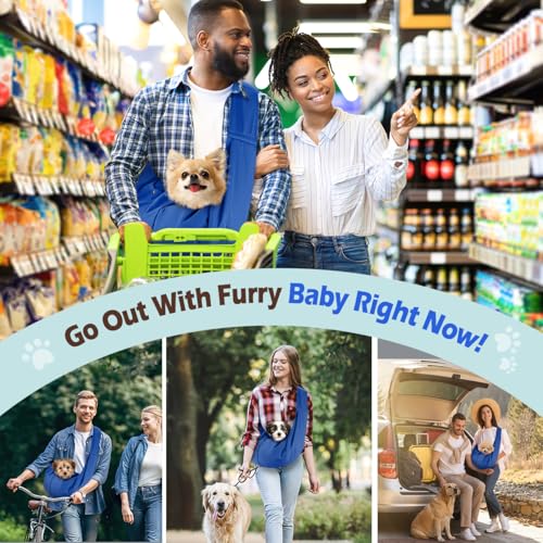 Pawaboo Small Dog Sling Carrier | Reversible Puppy Small Pet Carrier,Hands Free,Safety Buckle,Storage Pocket for Travel,Outdoor Activities Sapphire Blue - color: Sapphire Blue