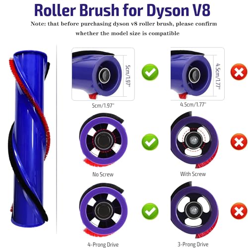 V8 Replacement Parts for Dyson V8 Animal Cordless Vacuum Roller Brush Accessories, V8 Absolute Motor Head Roller Brush Replacement Attachments, Part No.967485-01 - size: V8 Roller Brush