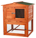 TRIXIE natura Outdoor Rabbit Hutch with Run - Small 2-Story Rabbit Cage with Non-Slip Ramp - Elevated Small Animal House with Secure Playpen, Hinged Roof & Pull-Out Tray - in Natural - style: Single Rabbit Hutch with Run