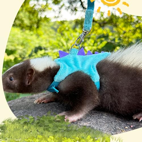 Ferret Harness and Leash Set Small Animals Vest Harness with Safe bell Dinosaur Shaped Walking clothes for Baby Rabbit Guinea pig Teacup Chihuahua Mouse and other small pet.(Blue Dinosaur) - color: Blue Dinosaur