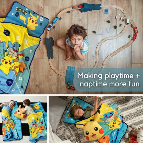 Pokémon Anime 24" X 45" Soft Toddler Nap Mat with Pillow and Blanket Perfect for Preschool, Daycare, and Travel (Official Licensed Product) by Franco - color: Pokemon