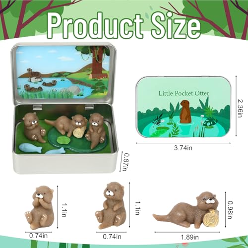 Little Pocket Otter Mini Tin Desk Collectible Gift Travel Buddy | Mini otter tin collectible, perfect desk gift for coworkers, stocking stuffer teen emotional companion for daily work breaks - style: Otter