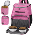 BAGLHER丨Dog Travel Bag Backpack, Airline Approved Pet Supplies Backpack, Dog Travel Bag with 2 Silicone Collapsible Bowls and 2 Food Baskets Pink - color: Pink