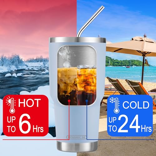 D·S 30oz Blue Tumbler Double Wall Vacuum Insulated Travel Coffee Mug | Double Wall Vacuum Suit Cold and Hot Drink Fits in standard car cup holders With Splash-Proof Lid - color: Skyblue