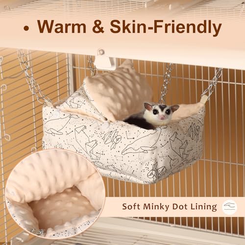 Sugar Glider Bonding Pouch,Hamster Bed with Beaded Fleece Lining,Syrian Hamster Habitat Mini House,Play and Sleeping - Pet Hideout