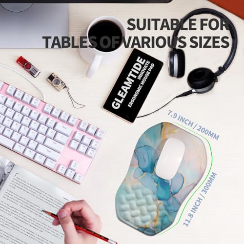 Ergonomic Raised Mouse Pad Wrist Support with Bilateral Slope Memory Foam Mousepad for Wrist Rest and Carpal Tunnel Pain Relief 11.8x7.9〃Blue Marble - color: Blue Marble