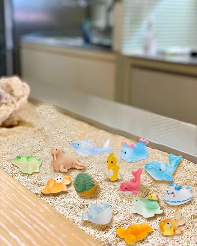 44 Pcs Mini Ocean Resin Animals 44 Styles Resin Animals Figurines Bulk for Fairy Garden Miniature Dollhouse Accessories Hide Crafts Decor - style: 44Pcs-Ocean