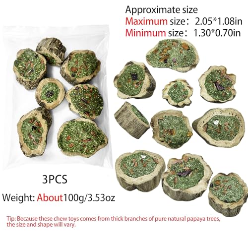 Rabbit Chew Toys for Teeth Guinea Pig Treats Papaya Wood for Bunny (10.5oz) | bunny supplies,rabbit enrichment toys,rabbit stuff,rabbit toys for bunnies boredom,for bunny guinea pig chinchilla Hamster - size: 10.5oz (A)