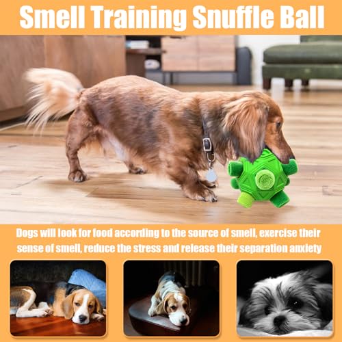 Dog Snuffle Ball-Interactive Puzzle Dog Toys Encourage Natural Foraging Skills Slow Feeder for Training and Stress Relief, Cloth Strip Hiding Food Dog Toys for Any Size Dogs (All Green) - color: All Green