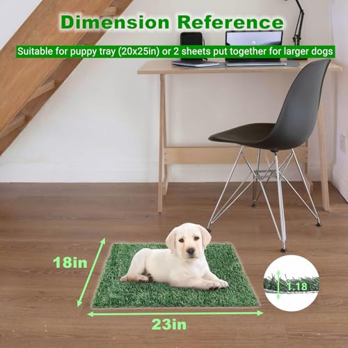 Artificial Grass for Dog Pee Training, Fake Grass Patch for Potty Tray | 23"x 18" Dogs Fake Grass Pad, 2pcs Reusable Washable Replacement Realistic Puppy Turf Mat, Indoor Outdoor Use - size: 23×18 Inch (Pack of 2)