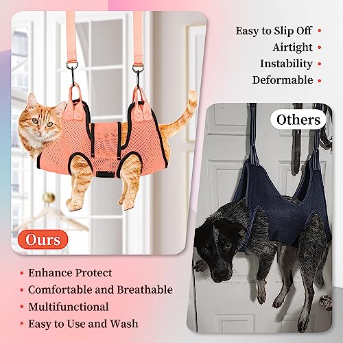 PatiencET Dog Grooming Hammock Kit | For Cats & Dogs up to 17 lb, Hanging Harness and Sling for Nail Trimming, Includes Clippers/Trimmer, File & Comb, Orange S - color: Orange, size: S (17 LB Max)