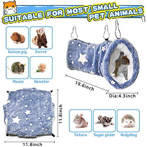 LEFTSTARER Noctilucent Luminous Guinea Pig Rat Hammock Bunkbed Hanging Tunnel and Soft Bed Mat for Ferret Hedgehog Squirrel Hideout Cage Accessories (2. Tunnel and Bunkbed) - color: 7.Star Hammok and Tunnel