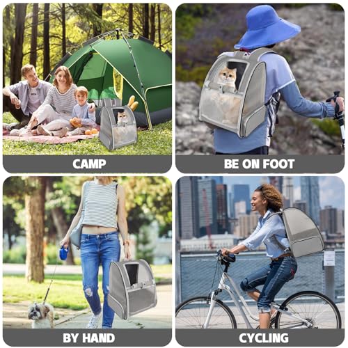 Cat Backpack Carrier,Pet Carrier Airline Approved for Small Dog Cat Puppy Kitten Bunny,Ventilated Mesh Design Animal Backpack for Hiking Camping Travel Bag (Light Grey) - color: Light Grey