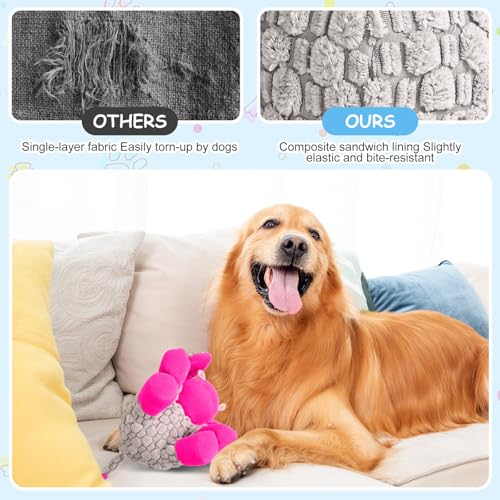 Stuffed Dog Squeak Toys, Tough Crinkle Stuffed Animal Squeaky Interactive Toys, Dog Chew Toys for Puppy, Small, Middle, Plush Chew Toys Pink Donkey - color: gray & pink