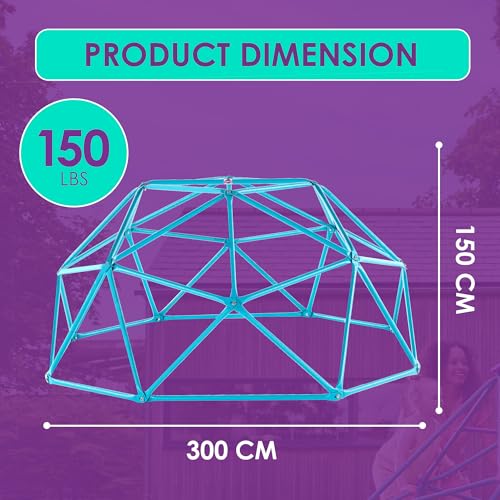 Plum Play Deimos, Jungle Gym, Climbing Dome Toys for Toddlers, Outdoor Play Equipment, Monkey Bars for Kids, Playground, Durable, Metal, Rust Resistant, Easy Assembly, Ground Anchors, Ages 3+, Teal - size: 4ft