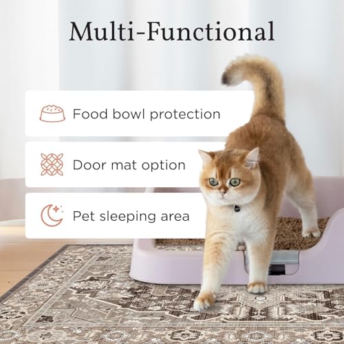 Lovewag Cat Litter Mat, Litter Box Mat, Taupe Checkers, 36x48, 2 Pack | Washable litter mat cover, kitty litter mat & cat mat for litter box, litter trapping mat, prevents tracking, multi-cat - color: Taupe Checkers, size: 36x48 inches (Pack of 2)