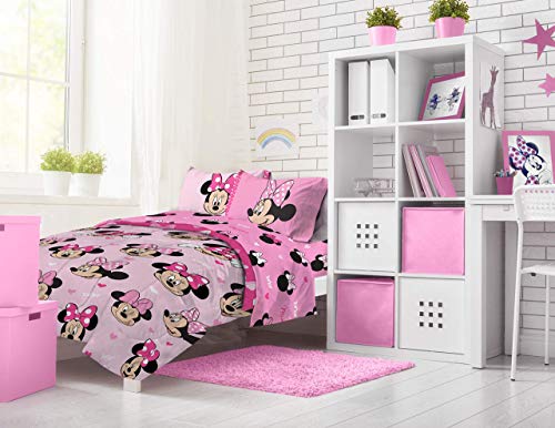 Jay Franco Disney Minnie Mouse Hearts N Love 9-Piece Full Bedding Bundle- Includes Bed Set, Drapes Set