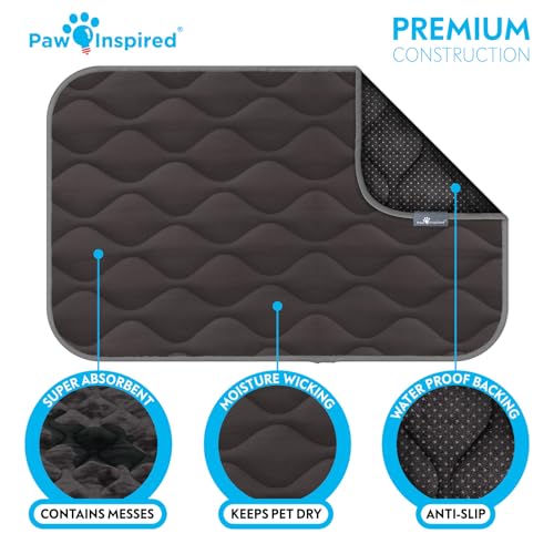 Paw Inspired Washable Padded Crate Mats for Dogs, Gray, 29x18 Inch | Fits 30-inch Kennels, Leakproof, Waterproof Bottom, Plush Dog Pad, Pet Bed - color: Gray, size: 30 Inch