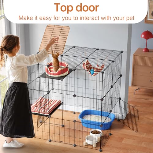 Oneluck 3-Tier Cat Cages Indoor Enclosure DIY Cat Playpen Catio Detachable Metal Wire Kennels Cats Crate Large Extra Exercise Place Ideal for 1 Cat,35.4 Inches - size: 35.4"L x 31.5"W x 35.4"H