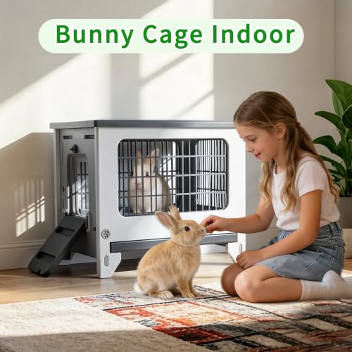 Plastic Rabbit Cage Outdoor Indoor, Bunny Cage Guinea Pig Cages Enclosure | Waterproof Rabbit Hutch Leak-Proof Pull-Out Tray&Chew-Proof, Easy-Clean & Ideal for Small Animal Cage Enclosure - size: 21.6" L x 18.8" W x 17.9" H
