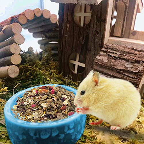 kathson 2 Pcs Hamster Food Bowl Guinea Pig Ceramic Water Bowl Small Animal Feeding Dish for Dwarf Hamster Gerbil Syrian Ferret Hedgehog Chinchilla Bunny (Blue)… - color: Blue, size: 2Pcs:S