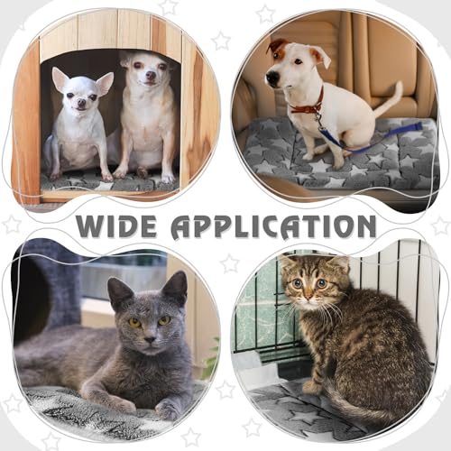 Haull 4 Pcs Waterproof Guinea Pig Bedding Soft Dog Cat Bed Crate Mat Small Animal Plush Cage Liners Rabbit Bunny Kennel Pad Reversible Cozy Pee Thickened Hamster Pad(Gray Star,13 x 18.5 Inch) - size: 13 x 18.5 Inch