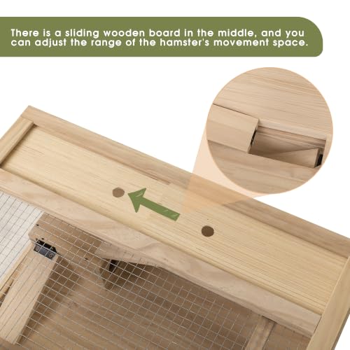 COZIWOW Hamster Cage, 2-in-1 Detachable 2-Tier Stackable Chewproof Wooden Small Animal Habitat with Ramps & Hideouts, 270° Panoramic Acrylic View Openable Wire Top, Large Rat House for Syrian - color: Wood