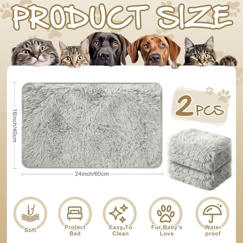 2 Pcs Guinea Pig Warm Bed Mat Small Pet Blankets Dog Bedding Guinea Pig Fleece Cage Liners Washable Waterproof Mats Sleep Pad Cover Hamster Cat Dog Cage Liners Accessories(Rectangle,24 x 16)