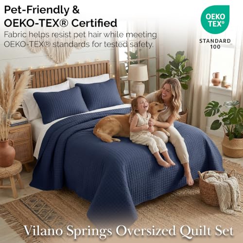 Southshore Fine Living, Inc. Oversized Twin Quilt Bedding Set, Microfiber Quilts, Summer Bedspread & Coverlet Sets, Pet Hair Resistant Bedding, Twin XL Quilt Set with 1 Pillow Sham, Dark Blue Quilt - color: 05 - Dark Blue, size: Twin / Twin XL