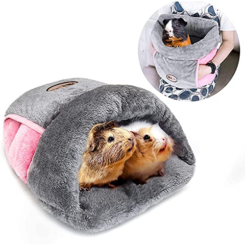 YUEPET Guinea Pig Bed Cuddle Cave Warm Fleece Cozy House Bedding Sleeping Cushion Cage Nest for Small Animal Squirrel Chinchilla Hedgehog Rabbit Cage Accessories Grey