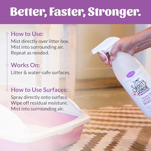 SKOUT'S HONOR Professional Strength Cat Litter Box Deodorizing Spray, 35 oz | Plant-Powered Cat Odor Eliminator, Eco-Friendly Molecular Deodorizer That Instantly Breaks Down Litter Box Odors