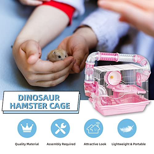 Hamster Cages, A Wire Rat Cage with a Large Space for Dwarf Hamsters, Guinea Pig, Gerbils, Mouse or Other Small Animal Cage. - color: Pink