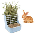 Litewoo Rabbit Hay Feeder 2 in 1 Automatic Guinea Pig Food Bowl, Blue | Bunny food bowl & hay rack, durable plastic, chew-resistant, for small animal/chinchilla/cage, 5.9x6.7x7.09in, easy to clean - color: Blue
