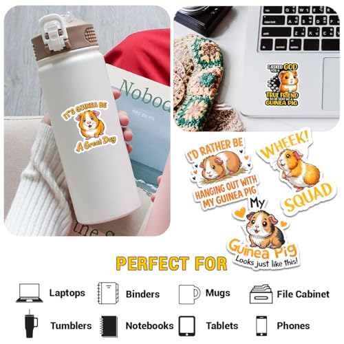 (12pcs-3in) Guinea Pig Sticker Kawaii Pet Animal Lover Vinyl Decal Stickers | Gifts For Parents Friends Teachers Pet Owners Guinea Pig Fans For Laptop Water Bottle Tumbler Mug Notebook Journal Phone Case - color: Guinea Pig, size: 3 Inches
