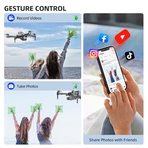Drone with Camera 1080P HD FPV Foldable Mini Drone for Beginners Kids Adults, Drone with One Key Take Off/Landing, Gesture Selfie, Altitude Hold, 3D Flip, Easy to Fly, 2 Batteries, Toys for Boys Girls - color: Army Green