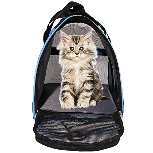 MuchL Pet Carrier Cat Cattier Soft-Sided Carriers for Small Medium Cats Dogs Puppies Pet Carrier Airline Approved Cat Dog Pet Travel Carrier (Medium, Blue) - color: Medium-Blue
