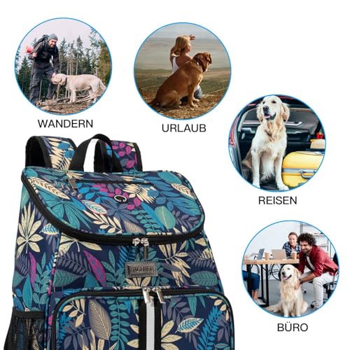 BAGLHER丨Dog Travel Bag, Airline Approved Pet Supplies Backpack, Dog Travel Backpack with 2 Silicone Collapsible Bowls and 2 Food Baskets - color: Hawaii-A