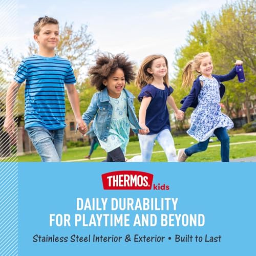 THERMOS FUNTAINER Water Bottle with Spout, 16oz, Blue Bows | Kids Stainless Steel Insulated Water Bottle, Keeps Drinks Cold Longer for School & Play, BPA-Free - color: Blue Bows, size: 16 Ounces