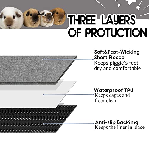 Guinea Pig Bedding, Cage Liners, Washable, Reusable & Leakproof | Premium Fleece Material, Instant Absorbent, Anti-Slip Bottom, Ideal Pee Pads for Small Animals. - size: 15''x29'' (2 Pack)