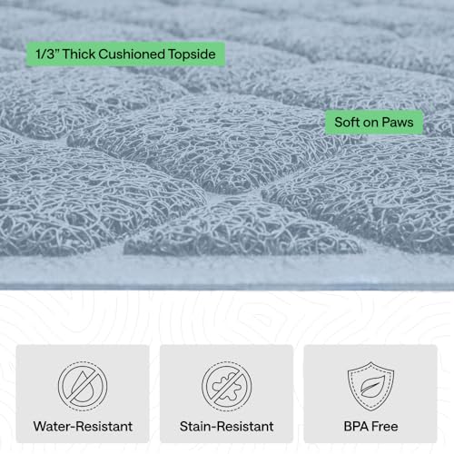 GORILLA GRIP Cat Litter Box Mat, Cushioned Coil Mesh Litter Trapping Mats, Scatter Control Supplies for Less Mess, Phthalate Free, Ultra Deep Catch Grooves, Rinse or Vacuum to Clean, 24x17 Light Blue - color: Light Blue, style: Small (24" x 17")