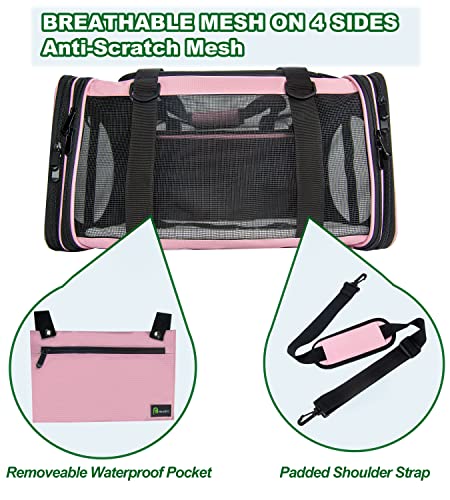 Soft-Sided Pet Carrier for Cats Small Dogs of 15 Lbs Medium Pink - color: New-Pink, size: Medium