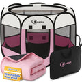 Sieidihit Dog Cat Playpen Tent Crate Cage with Washable Pee Pad, Small Pink | Pet Nursing Enclosure Camping Rest Zone for Recovering Pets New Pet Quarantine Room Portable Pop Up Easy Set up lightweight - color: Pink with Pad