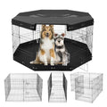 VEVOR Dog Playpen, 8 Pcs 30" H x 24" W Panels Foldable Metal Pet Exercise Pen, Dog Fence Indoor and Outdoor Pen with Door, Bottom Pad and Top Cover, Pet Playpen for Dogs, Cats, Other Small Animals - size: 8 panels 30*24in, style: Playpen + Top Cover & Bot
