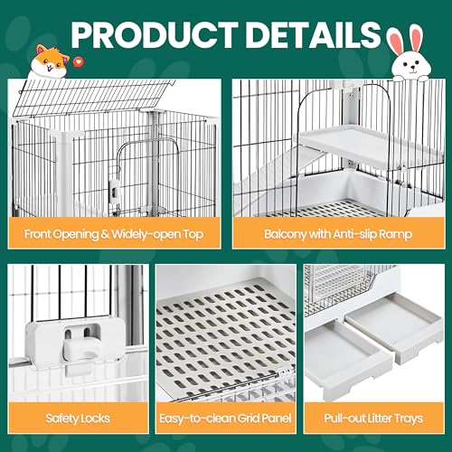 Yaheetech Rolling Small Animal Cage 4 Level Pet Cage with Open Top&Pull-Out Tray for Rabbits, Guinea Pigs, Ferrets and Chinchillas - size: 30.0"L x 20.0"W x 45.0"H