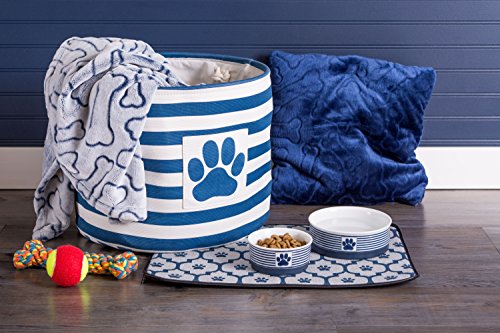 Bone Dry Paw & Patch Ceramic Pet Collection, Small Bowl, 4.25x2", Nautical Blue - color: Nautical Blue, size: Single Bowl, Small 4.25x2"