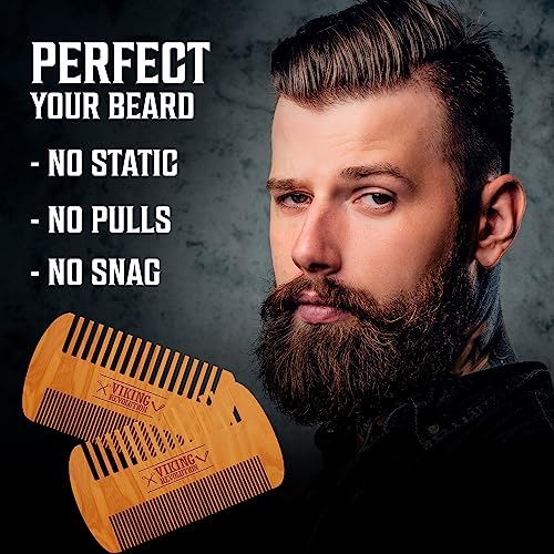 Viking Revolution Wooden Beard Comb & Case - Pocket Comb, 2 Pack - style: Beard Comb 2 Pack