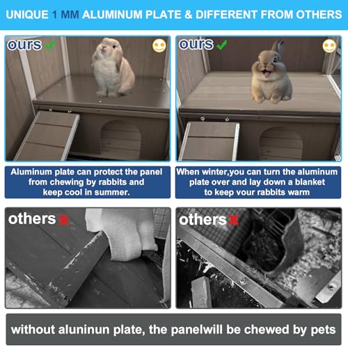 Large Wooden Guinea Pig Cage with 4 Detachable Stand Legs | Comfortable Large Living Cage, Easy Clean, Easy Assembly, Hideout, Anti-chew Ramp with Steel, Leak-proof Pull Out Tray