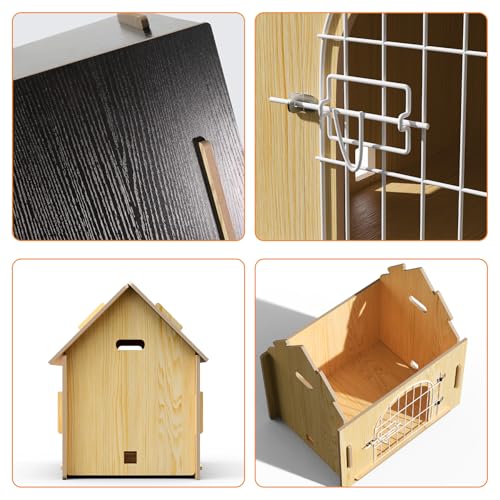 Indoor Dog House, Cozy Wooden Design with Ventilation and Raised Base, Small Bed House with Door Lock Suitable for Small Dogs or Cats, Gray, 20"x 15.75"x 20.5"
